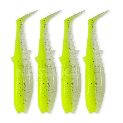 Комплект от 4 бр. силиконови примамки Savage Gear Cannibal Shad 12.5 см/20 г, Fluo Yellow Glow