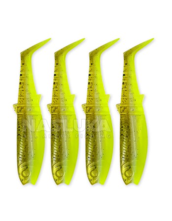 Комплект от 4 бр. силиконови примамки Savage Gear Cannibal Shad 12.5 см/20 г, Green Pearl Yellow