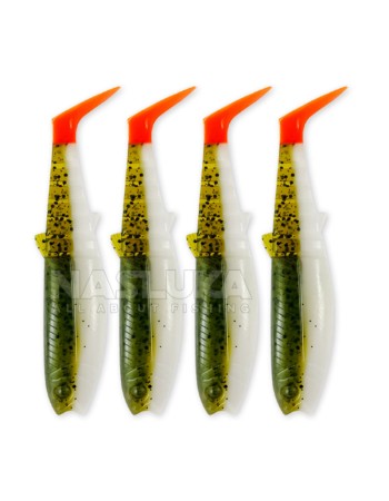 Комплект от 4 бр. силиконови примамки Savage Gear Cannibal Shad 12.5 см/20 г, Olive Hot Orange