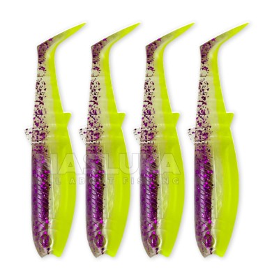Комплект от 4 бр. силиконови примамки Savage Gear Cannibal Shad 12.5 см/20 г, Purple Glitter Bomb
