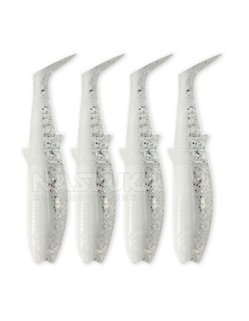 Комплект от 4 бр. силиконови примамки Savage Gear Cannibal Shad 12.5 см/20 г, White Flash