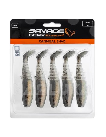 Комплект от 5 бр. силиконови примамки Savage Gear Cannibal Shad 8 см, 5 г, Holo Baitfish