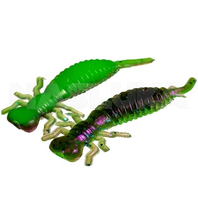 Силиконови ароматизирани ларви Sea Buzz Crazy Larva 5 см, 5 бр., цвят Purple Green