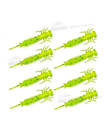 Силиконови примамки-ларви в пакет Senshu Nymph Crawler, цвят Chartreuse