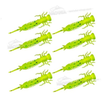 Силиконови примамки-ларви в пакет Senshu Nymph Crawler, цвят Chartreuse