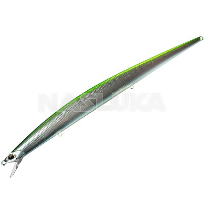 Потъващ воблер за морски риболов Duo Tide Minnow Slim Flyer, Green Back Silver