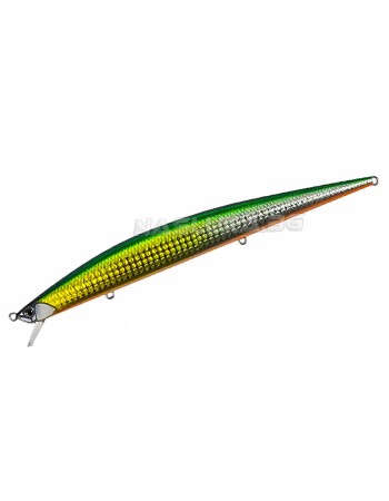 Потъващ воблер за морски риболов Duo Tide Minnow Slim Flyer, Green Gold Fusion