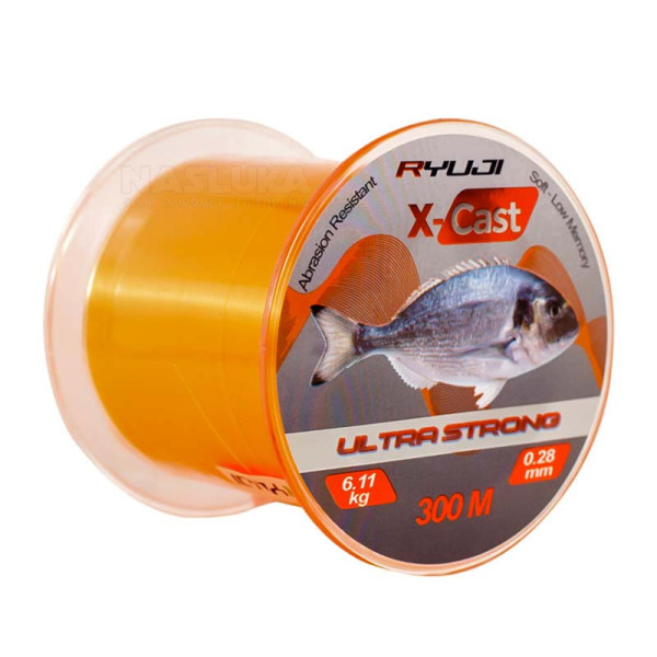 Монофилно влакно за сърф риболов Ryuji X-Cast Orange Surf, 300 м — снимка 2