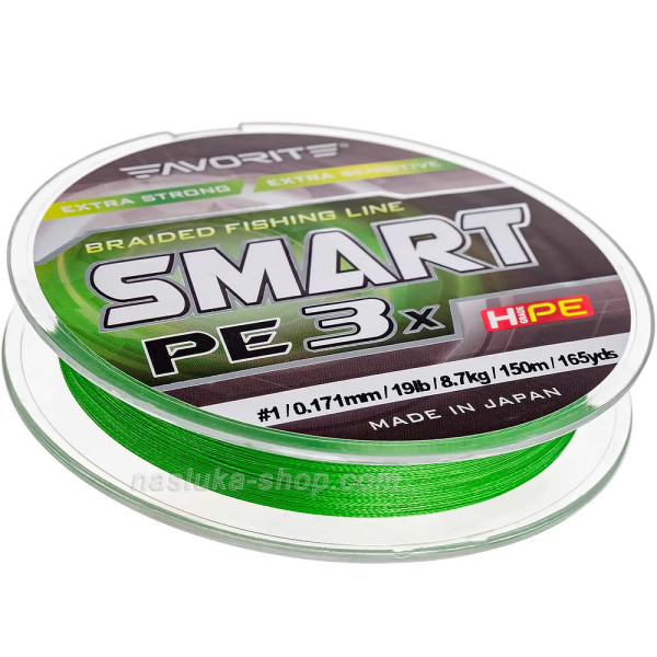Плетено влакно Favorite Smart PE 3x 150 м, Green — снимка 2