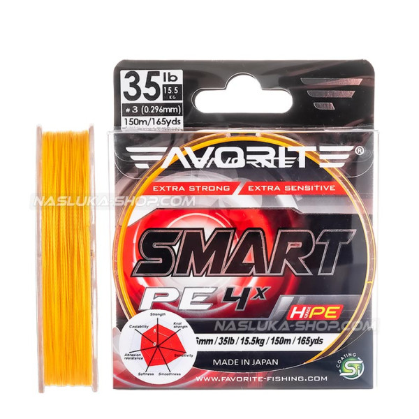 Плетено влакно Favorite Smart PE 4X 150 м, Fluo Orange — снимка 1