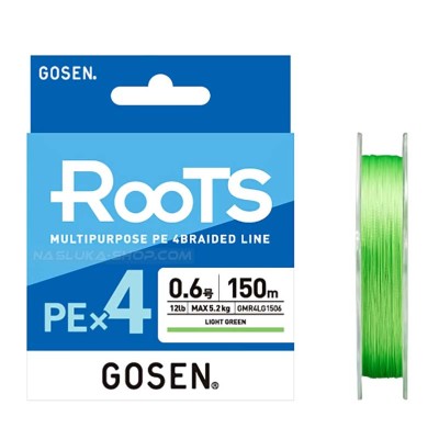 Плетено 4-нишково влакно Gosen Roots PE x4, Light Green, 150 м