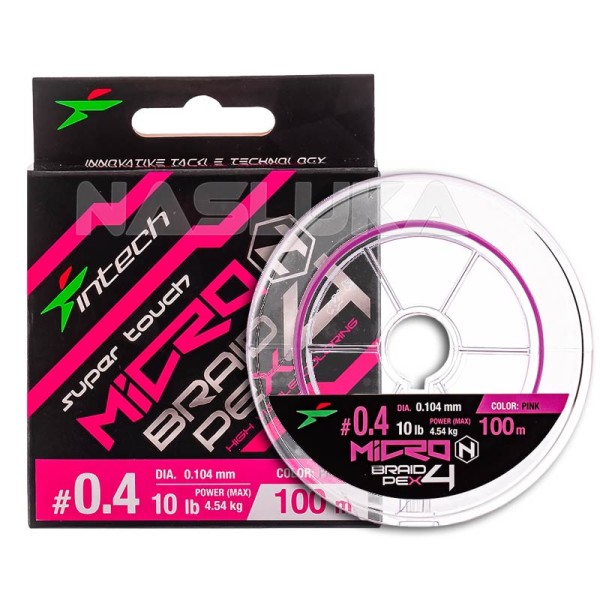 Плетено влакно Intech MicroN Braid x4, 100 м, Pink — снимка 1