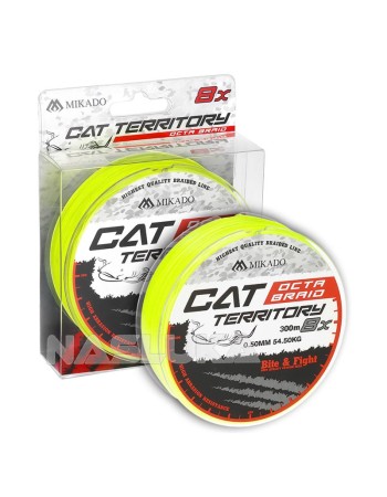 Плетено 8-нишково влакно за сом Mikado Cat Territory Octa Braid, 300 м, Fluo Yellow