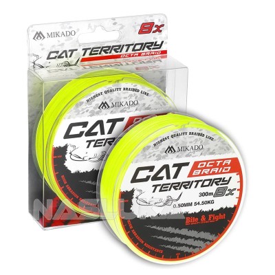 Плетено 8-нишково влакно за сом Mikado Cat Territory Octa Braid, 300 м, Fluo Yellow
