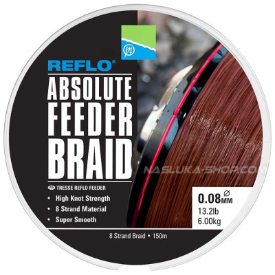 Плетено 8-нишково влакно Reflo Absolute Feeder Braid, 150 м