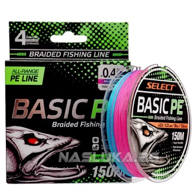 Плетено 4-нишково влакно за спининг Select Basic PE 4X, 150 м, Multicolor