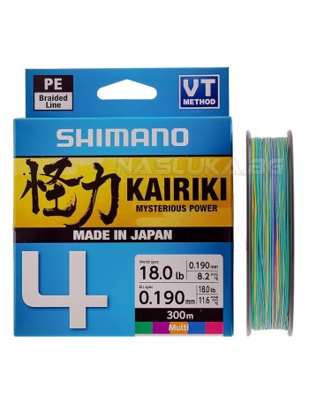 Плетено влакно Shimano 4 Kairiki Multicolor, 300 м