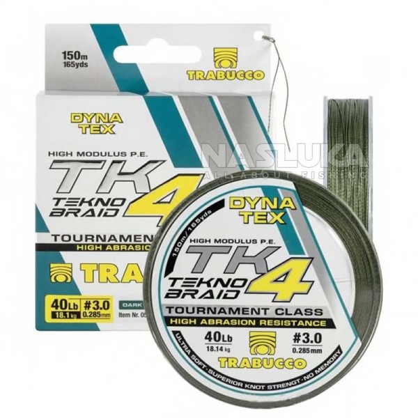 Плетено влакно Trabucco DynaTex TK4 Tekno Braid Dark Green, 150 м — снимка 1