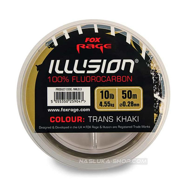 Флуорокарбон за поводи Fox Rage Illusion, Trans Khaki, 50 м — снимка 1