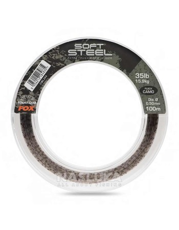 Монофилно влакно за шок лидери Fox Soft Steel Extra Tough Mono Leader Fleck Camo