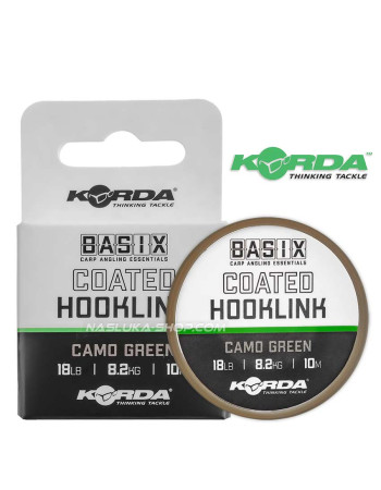 Плетено влакно с покритие Korda Basix Coated Hooklink, Camo Green