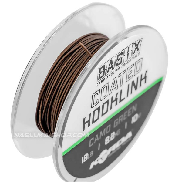 Плетено влакно с покритие Korda Basix Coated Hooklink, Camo Green — снимка 2