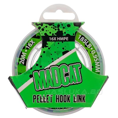 Плетено 16-нишково влакно за поводи за сом MadCat Pellet Hook Link, 20 м