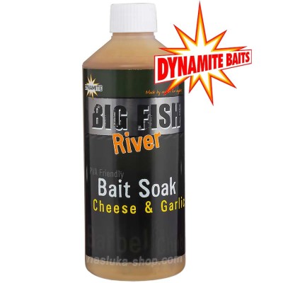 Течен атрактант Dynamite Baits Big Fish River Bait Soak 500 мл, Cheese & Garlic