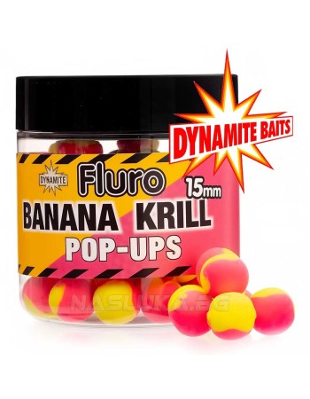 Pop-Up топчета Dynamite Baits Fluro Two Tone 15 мм, Banana & Krill