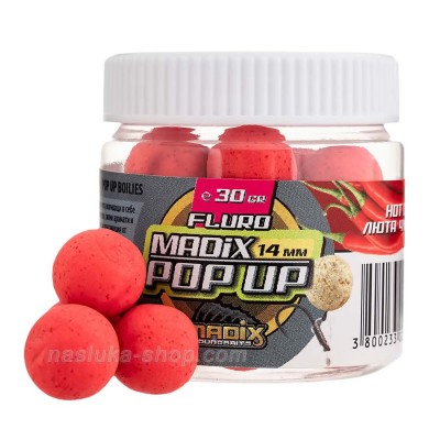 Плаващи протеинови топчета Madix Fluro Pop-up, 30 г, Люта чушка