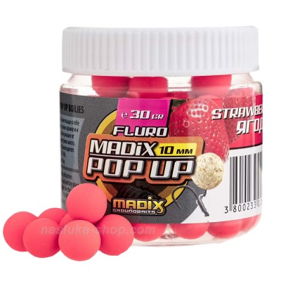 Плаващи протеинови топчета Madix FLuro Pop-up, Ягода