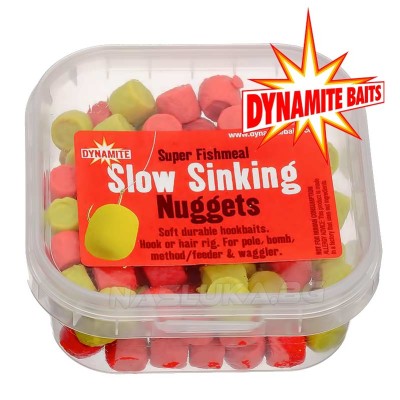 Бавнопотъващи меки пелети Dynamite Baits Slow Sinking Nuggets Super Fishmeal, Yellow/Red