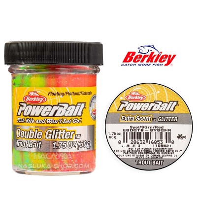 Плаваща паста за пъстърва Berkley Extra Scent Double Glitter, Greeen, Red, Yellow