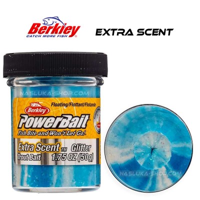 Плаваща паста за пъстърва Berkley Extra Scent Glitter, White/Neon Blue