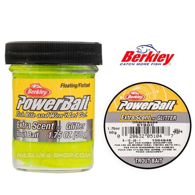 Плаваща паста за пъстърва Berkley Extra Scent Glitter, Chartreuse