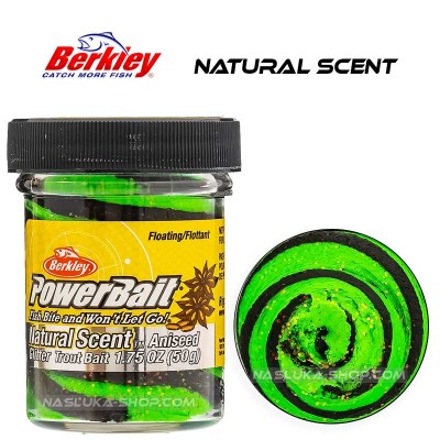 Плаваща паста за пъстърва Berkley Natural Scent Glitter, Aniseed, Black & Spring Green