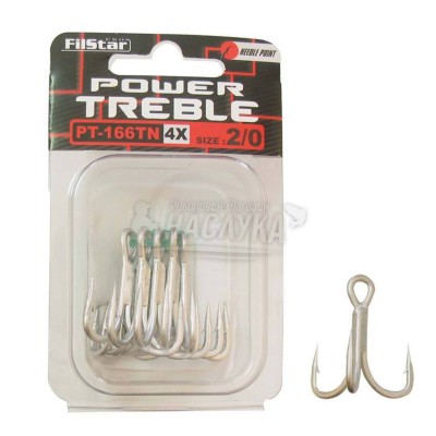 Тройни куки Power Treble 166TN, 4X, 5 бр.