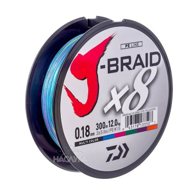 Плетено 8-нишково влакно Daiwa J-Braid 300 м, Multi Color
