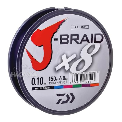 Плетено 8-нишково влакно Daiwa J-BRAID 150 м, multi color