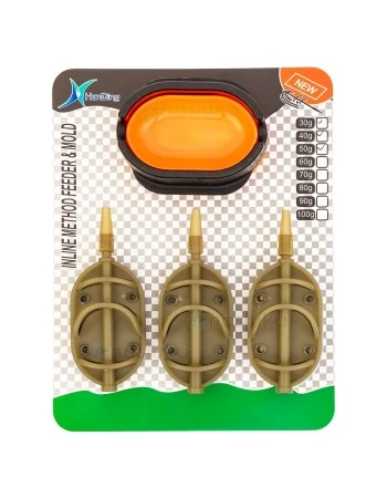 Osako In-Line Method Feeder & Mold E979 - Комплект от 3 хранилки с преса, 30+40+50г