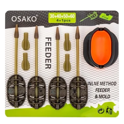 Сет от 4 метод фидер хранилки с преса Osako E982A, 30+40+50+60г