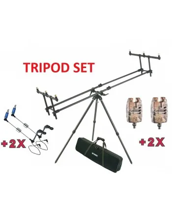Шаранджийска стойка, сигнализатори и обтегачи Mivardi Tripod Premium Promotion Set