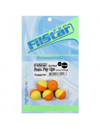 Filstar Foam Pop Ups Drilled, Yellow-Orange / Повдигащи разпробити топчета, 14мм, 5 бр.