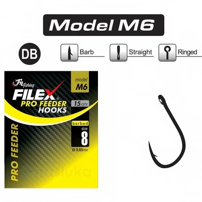 Фидер куки Filex Pro Feeder Hooks, модел M6, 15 бр.