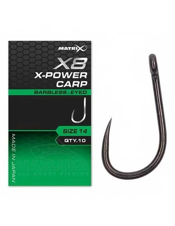 Куки с ухо без контра Matrix X8 X-Power Carp, 10 бр.