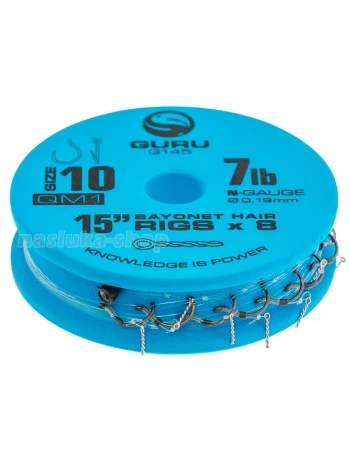 Вързани куки с клин Guru QM1 Bayonet Hair Rigs, Mono, 38см, 8 бр.
