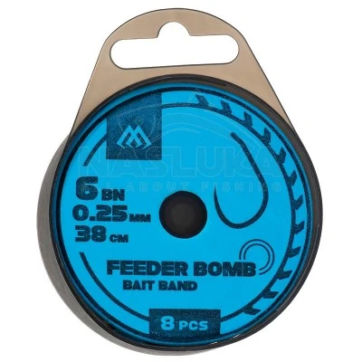 Вързани куки за фидер със силиконов ринг Mikado Feeder Bomb, Bait Band, 38см, 8 бр.