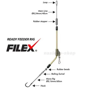 Фидер монтаж с монофилно влакно Filex Ready Feeder Rig FIL-M Фидер монтаж с монофилно влакно Filex Ready Feeder Rig FIL-M