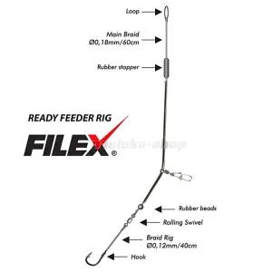 Фидер монтаж с плетено влакно Filex Ready Feeder Rig FIL-B Фидер монтаж с плетено влакно Filex Ready Feeder Rig FIL-B