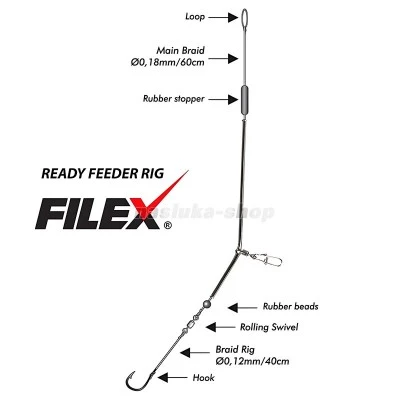 Фидер монтаж с плетено влакно Filex Ready Feeder Rig FIL-B
